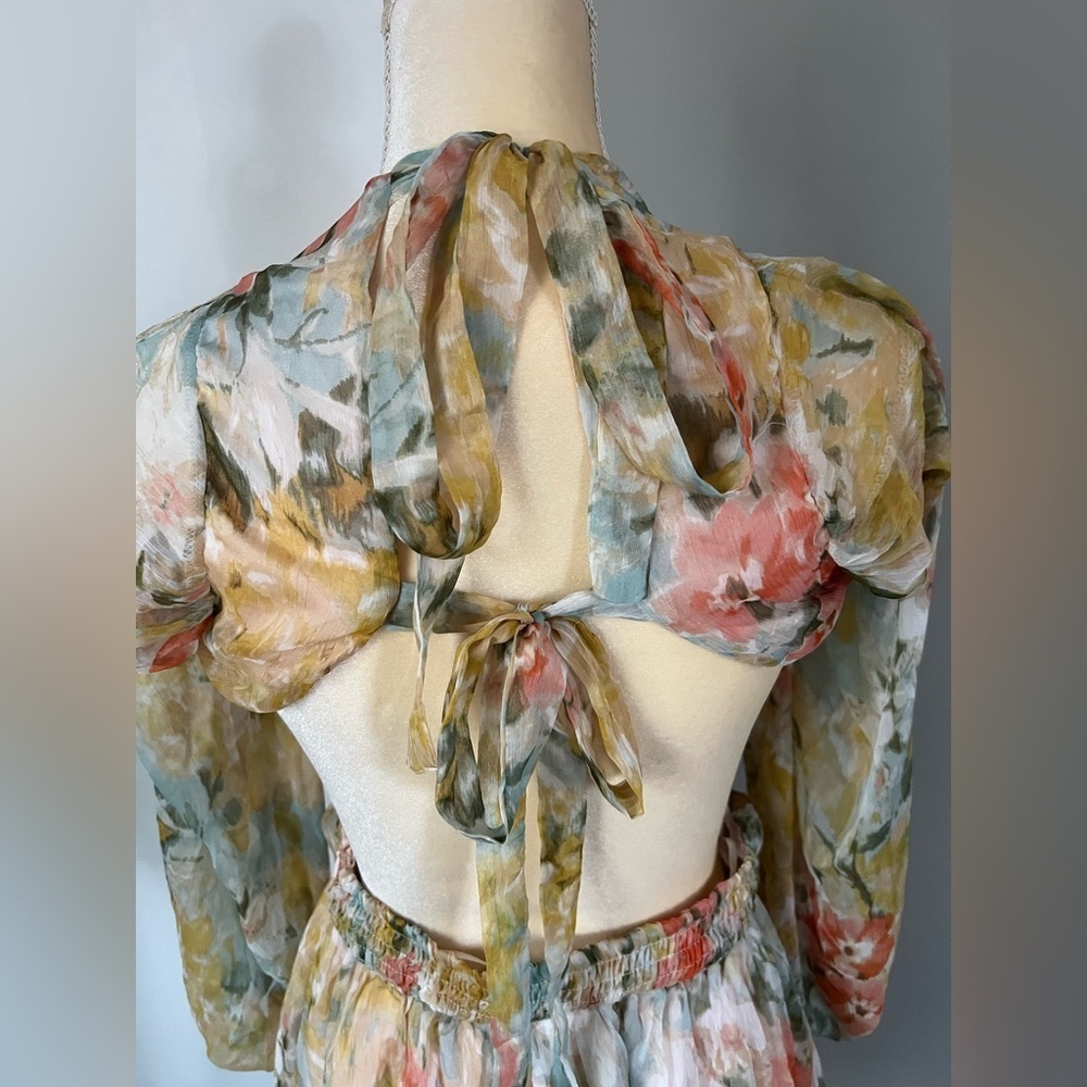 NWT All About May Woman’s Pastel Sheer Lightweight Boho Polyester Dress Size 6 - Picture 9 of 16